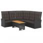 Preview: 2-tlg. Garten-Lounge-Set mit Kissen Schwarz Poly Rattan
