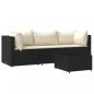 Preview: 4-tlg. Garten-Lounge-Set mit Kissen Schwarz Poly Rattan
