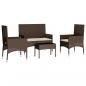 Preview: 4-tlg. Garten-Lounge-Set mit Kissen Braun Poly Rattan