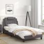 Preview: Bettgestell mit Kopfteil Grau 90x200 cm Kunstleder
