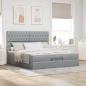 Preview: Ottoman-Bett mit Matratze Hellgrau 160x200 cm Stoff