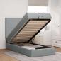 Preview: ARDEBO.de - Ottomane Bett mit Matratze & LEDs Hellgrau 80x200 cm Stoff