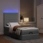 Preview: Ottomane Bett mit Matratze & LEDs Hellgrau 80x200 cm Stoff