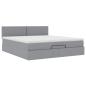 Preview: Ottoman-Bett mit Matratze Hellgrau 160x200 cm Stoff