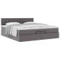 Preview: Ottoman-Bett mit Matratzen Grau 200x200 cm Kunstleder