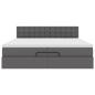 Preview: Ottoman-Bett mit Matratzen Grau 200x200 cm Kunstleder