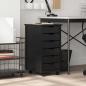 Preview: Rollschrank mit Schubladen MOSS Schwarz Massivholz Kiefer