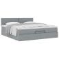 Preview: Ottoman-Bett mit Matratze Hellgrau 200x200 cm Stoff