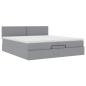 Preview: Ottoman-Bett mit Matratze Hellgrau 200x200 cm Stoff