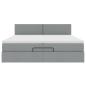 Preview: Ottoman-Bett mit Matratze Hellgrau 200x200 cm Stoff