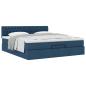 Preview: Ottoman-Bett mit Matratze Blau 200x200 cm Stoff