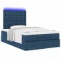Preview: ARDEBO.de - Ottoman-Bett mit Matratze Blau 120x190 cm Stoff
