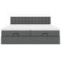 Preview: Ottoman-Bett mit Matratzen Dunkelgrau 160x200 cm Stoff