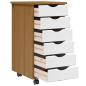 Preview: Rollschrank mit Schubladen MOSS Honigbraun Massivholz Kiefer