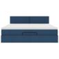 Preview: Ottoman-Bett mit Matratze Blau 180x200 cm Stoff