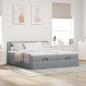 Preview: Ottoman-Bett mit Matratzen Hellgrau 180x200 cm Stoff
