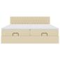 Preview: Ottoman-Bett mit Matratzen & LEDs Creme 200x200 cm Stoff