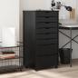 Preview: Rollschrank mit Schubladen MOSS Schwarz Massivholz Kiefer