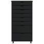 Preview: Rollschrank mit Schubladen MOSS Schwarz Massivholz Kiefer