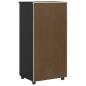 Preview: Rollschrank mit Schubladen MOSS Schwarz Massivholz Kiefer