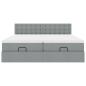 Preview: Ottoman-Bett mit Matratzen Hellgrau 160x200 cm Stoff
