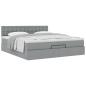 Preview: Ottoman-Bett mit Matratze Hellgrau 200x200 cm Stoff
