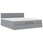 Preview: Ottoman-Bett mit Matratze Hellgrau 200x200 cm Stoff