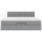 Preview: Ottoman-Bett mit Matratze Hellgrau 200x200 cm Stoff