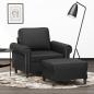 Preview: ARDEBO.de - Sessel mit Hocker Schwarz 60 cm Kunstleder