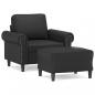 Preview: Sessel mit Hocker Schwarz 60 cm Kunstleder