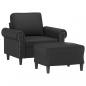 Preview: Sessel mit Hocker Schwarz 60 cm Kunstleder