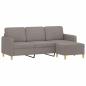 Preview: 3-Sitzer-Sofa mit Hocker Taupe 180 cm Stoff