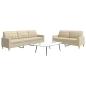 Preview: ARDEBO.de - 2-tlg. Sofagarnitur Creme Stoff