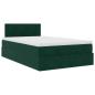 Preview: Ottoman-Bett mit Matratze Dunkelgrün 120x200 cm Samt