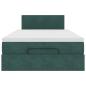 Preview: Ottoman-Bett mit Matratze & LEDs Dunkelgrün 120x200 cm Samt