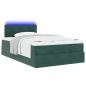 Preview: Ottoman-Bett mit Matratze & LEDs Dunkelgrün 120x200 cm Samt