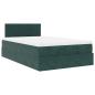 Preview: Ottoman-Bett mit Matratze & LEDs Dunkelgrün 120x200 cm Samt