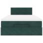 Preview: Ottoman-Bett mit Matratze & LEDs Dunkelgrün 120x200 cm Samt