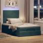 Preview: Ottoman-Bett mit Matratzen & LEDs Dunkelgrün 120x200 cm Samt