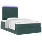Preview: Ottoman-Bett mit Matratzen & LEDs Dunkelgrün 120x200 cm Samt