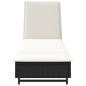 Preview: Sonnenliege mit Rollen und Auflage Schwarz Poly Rattan