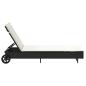 Preview: Sonnenliege mit Rollen und Auflage Schwarz Poly Rattan
