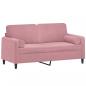 Preview: ARDEBO.de - 2-Sitzer-Sofa mit Zierkissen Rosa 140 cm Samt