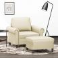 Preview: ARDEBO.de - Sessel mit Hocker Creme 60 cm Kunstleder