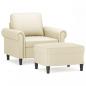 Preview: Sessel mit Hocker Creme 60 cm Kunstleder