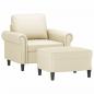 Preview: Sessel mit Hocker Creme 60 cm Kunstleder