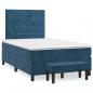 Preview: ARDEBO.de - Boxspringbett mit Matratze Dunkelblau 120x190 cm Samt