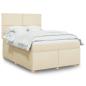 Preview: ARDEBO.de - Boxspringbett mit Matratze Creme 140x190 cm Stoff