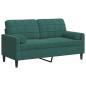 Preview: ARDEBO.de - 2-Sitzer-Sofa mit Zierkissen Dunkelgrün 140 cm Samt