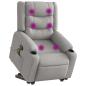 Preview: ARDEBO.de - Massagesessel mit Aufstehhilfe Wolkengrau Stoff